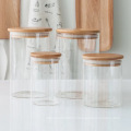 4oz 8oz 16oz 24oz candy glass jar with wooden cap Storage-43S